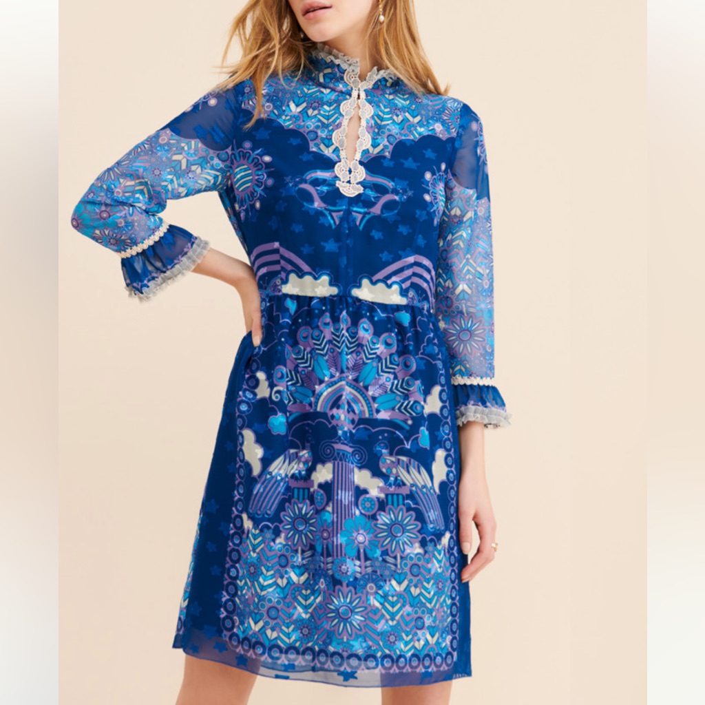 Anna Sui X Free People Peacock Border Shift Dress